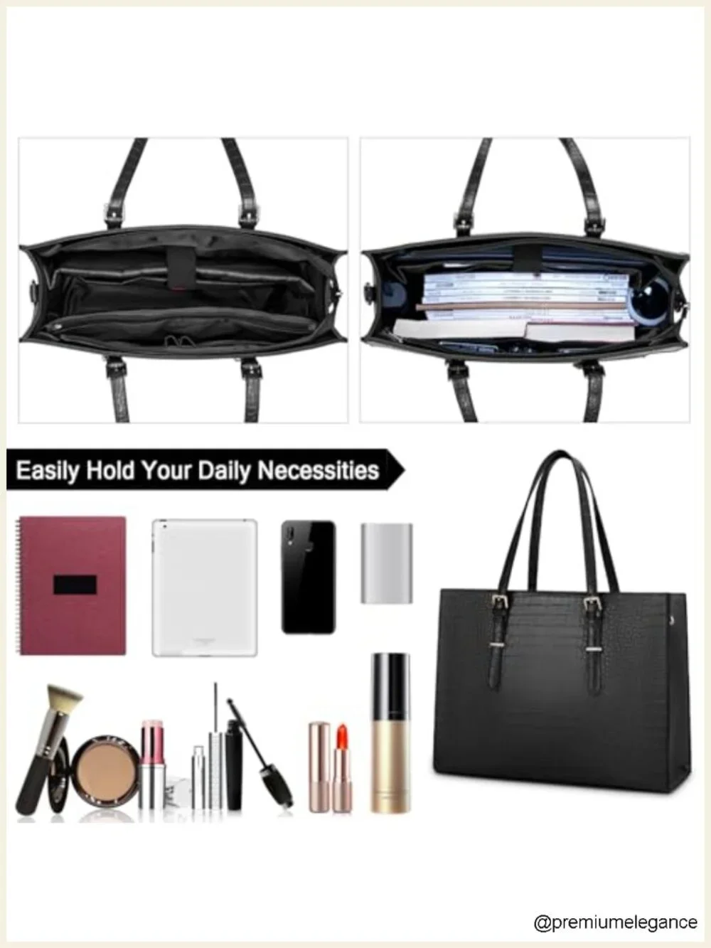 Crocodile Leather Laptop Bag for Women 15.6 Inch Water-resistant Work Tote